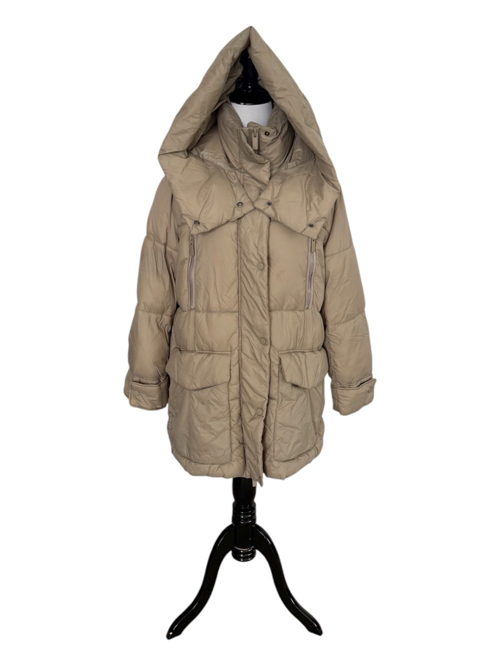 Zara Beige Puffy Coat Size Medium